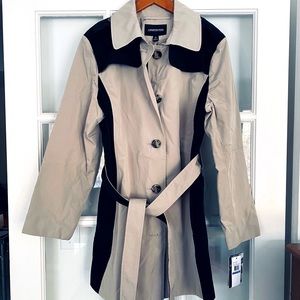 London Fog Khaki/Black Trench Coat - Size XL